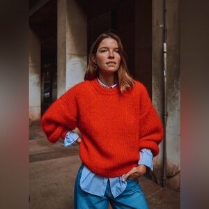 L’envers Lucie batwing mohair wool sweater red M medium